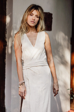 Длинное бохо-платье с запахом (молоко)