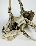 Женская сумка из натуральной винтажной кожи цвета ivory