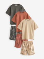 Пижама для мальчика Next Q69-865, 3 шт., Темно-серый, Песочный, Кирпичный