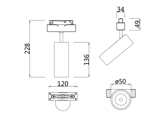 Трековый светильник Фокус / Focus Led S35 4000K 9Вт 24° Technical tr019-2-10w4k-mg