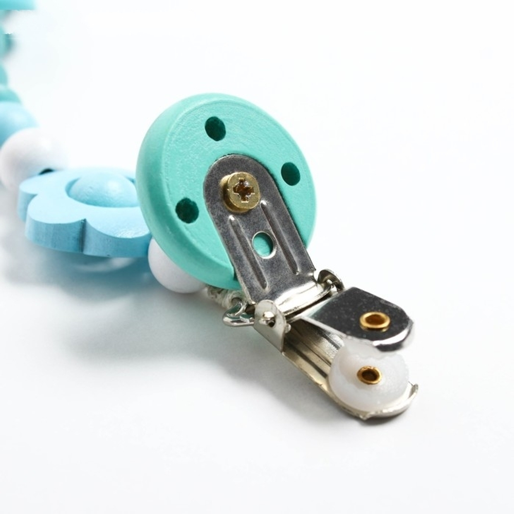 4155502 Держатель для пустышки "Мишка", дерев., цвет бирюзовый