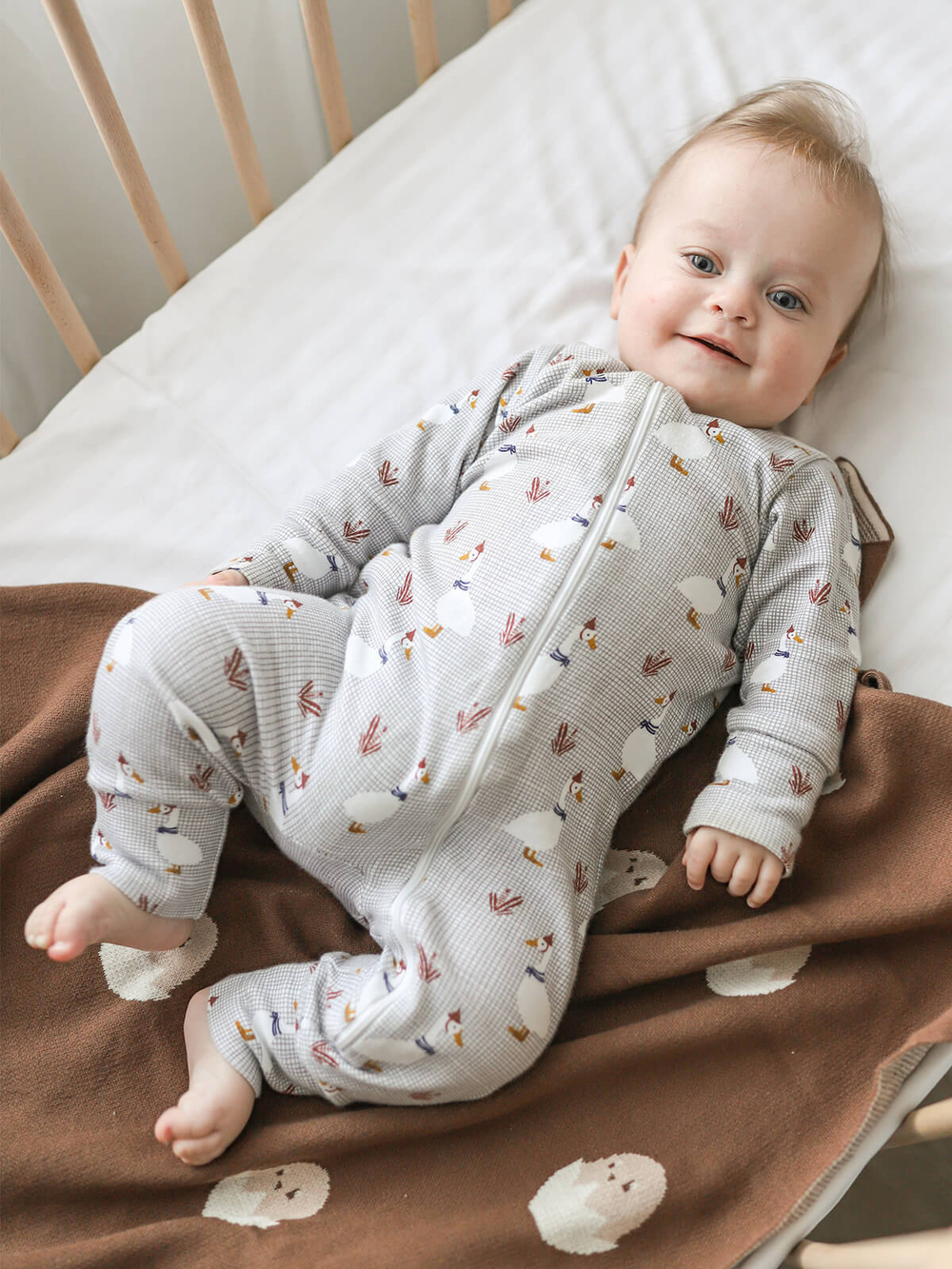 Комбинезон Mjölk Sleep and Play Гуси, на манжетах