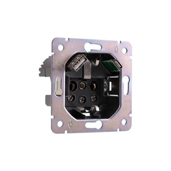 Розетка STRONG 1-ая с/з с/у з/ш 16А с USB A+C быстрой зарядки 5В/3А антрацит KRANZ