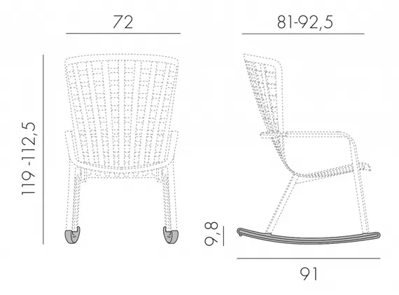 Уличное кресло-качалка Folio антрацит с голубой подушкой