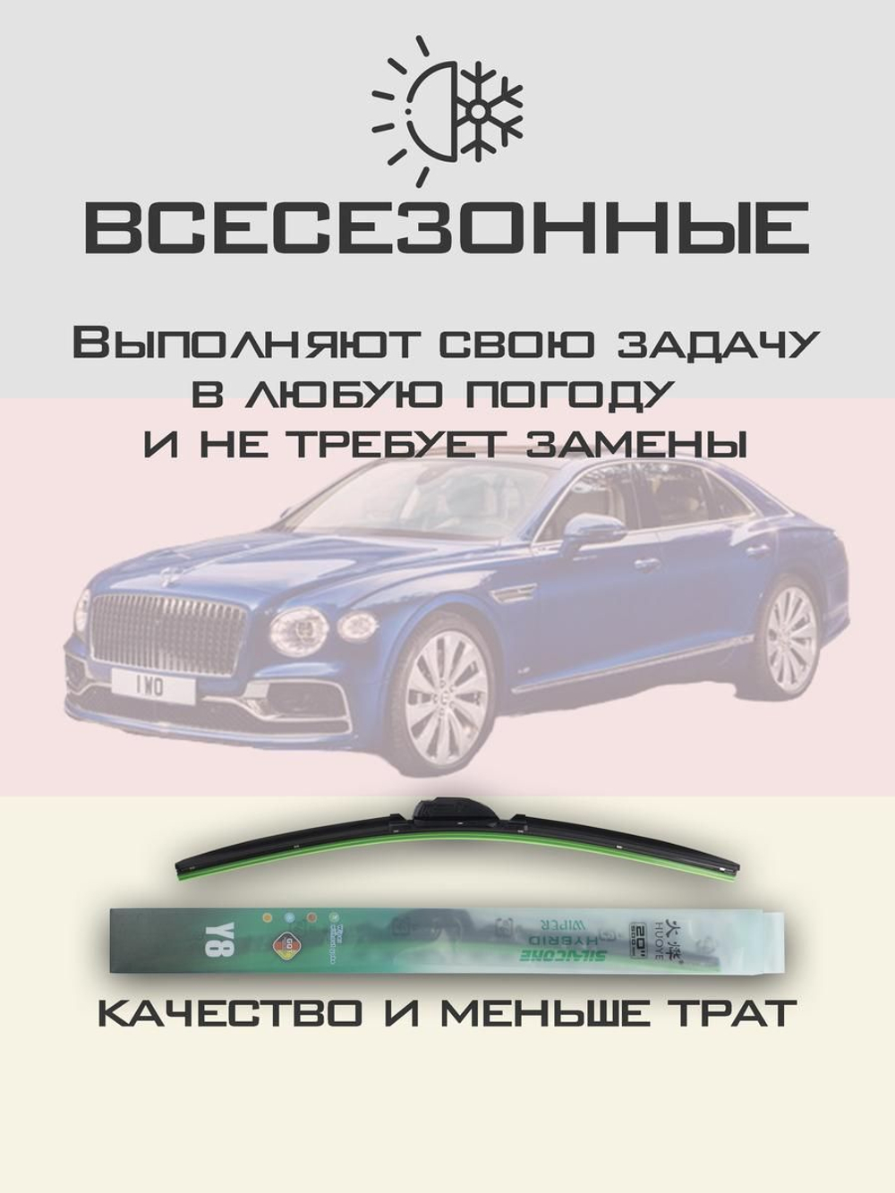 Щетки стеклоочистителя HUOYE Y8 600/525 мм на Bentley FlyungSpur | Push button