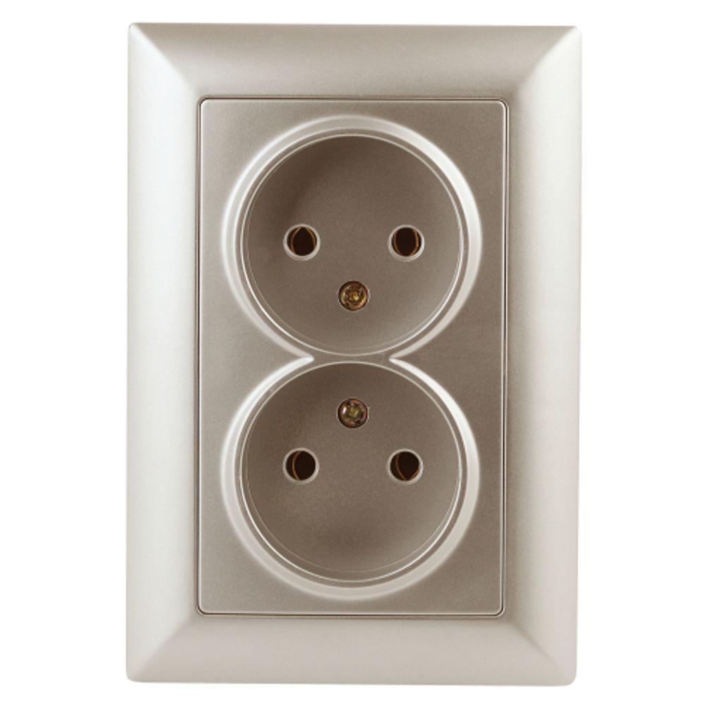 Розетка Intro Solo 4-204-04 2х2P 16А-250В СУ шампань | Intro Solo