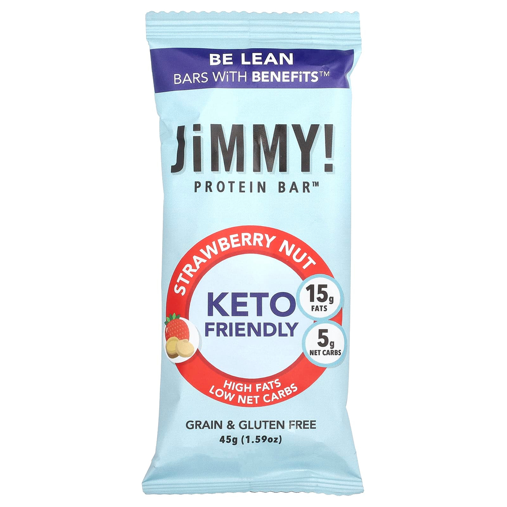 JiMMY!, Be Lean, полезные батончики, протеиновый батончик, клубника и орех, 12 батончиков, 45 г (1,59 унции)