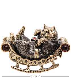 Народные промыслы AM-3138 Фигурка «Кот на софе» (латунь, янтарь)