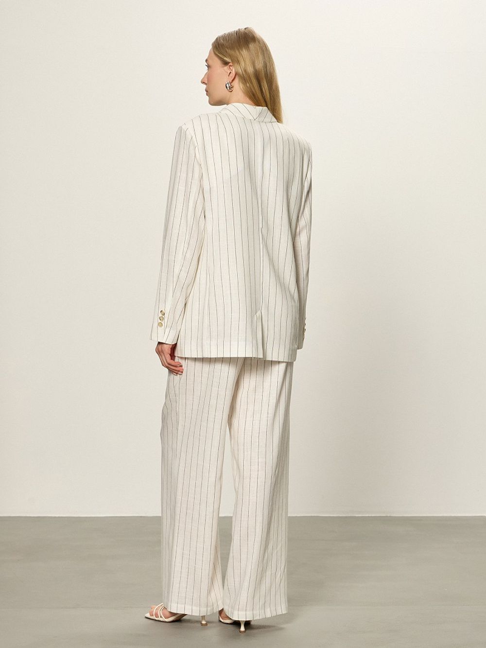 Жакет лен белый в полоску