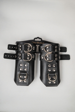 Черные высокие кожаные наручники для подвешивания (Цвет: черный)