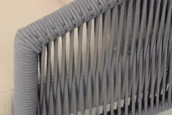 "Верона" кресло плетеное из роупа, каркас алюминий светло-серый (RAL7035) муар, роуп светло-серый круглый, ткань Mossle светло-бежевая