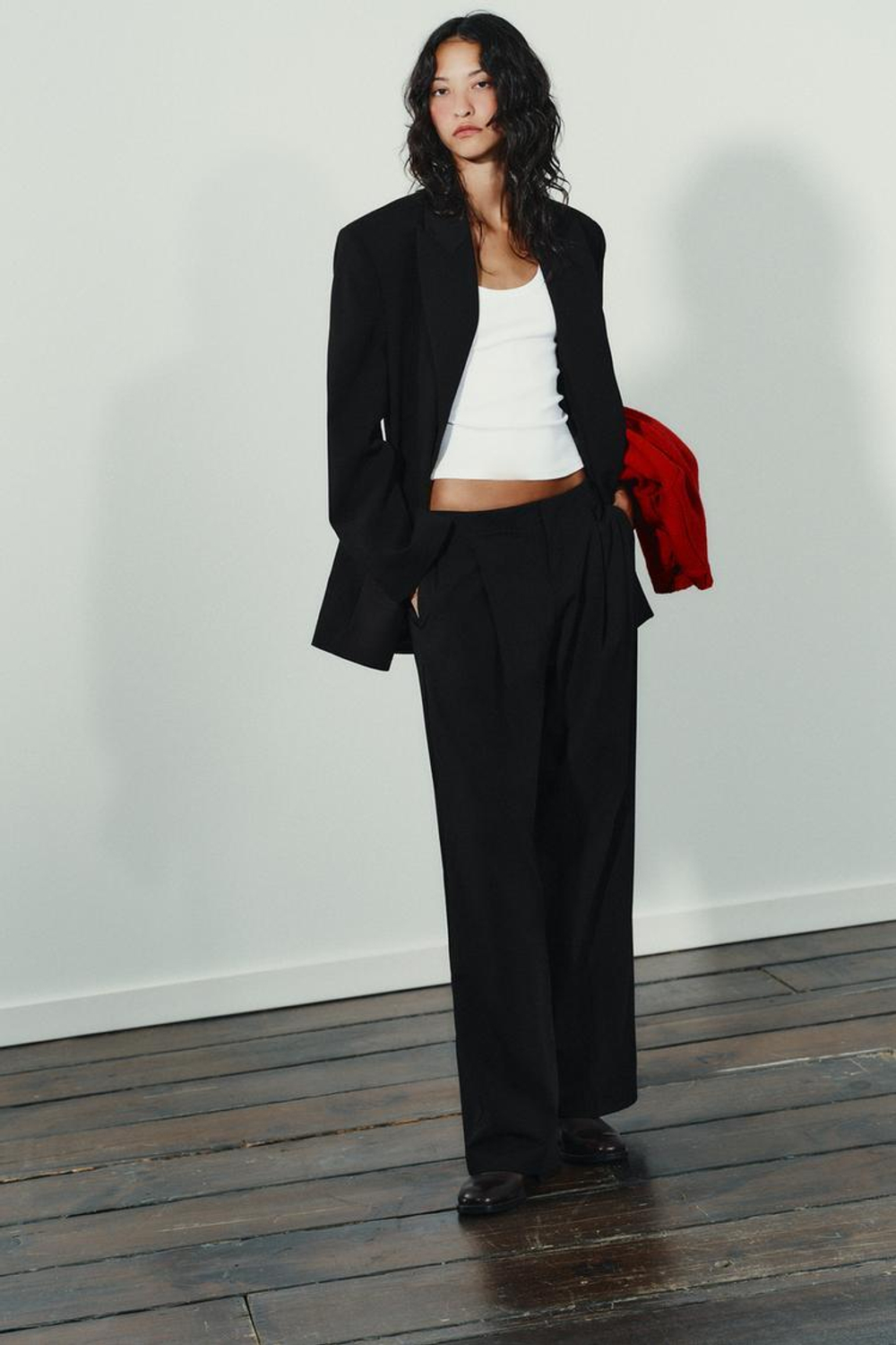 ZARA БРЮКИ С НИЗКОЙ ПОСАДКОЙ, ЧЕРНЫЙ