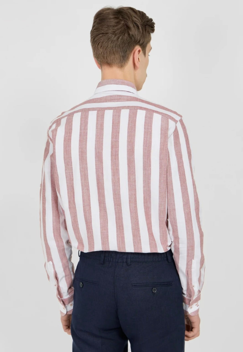 Мужская рубашка (белая с розовым) Л12