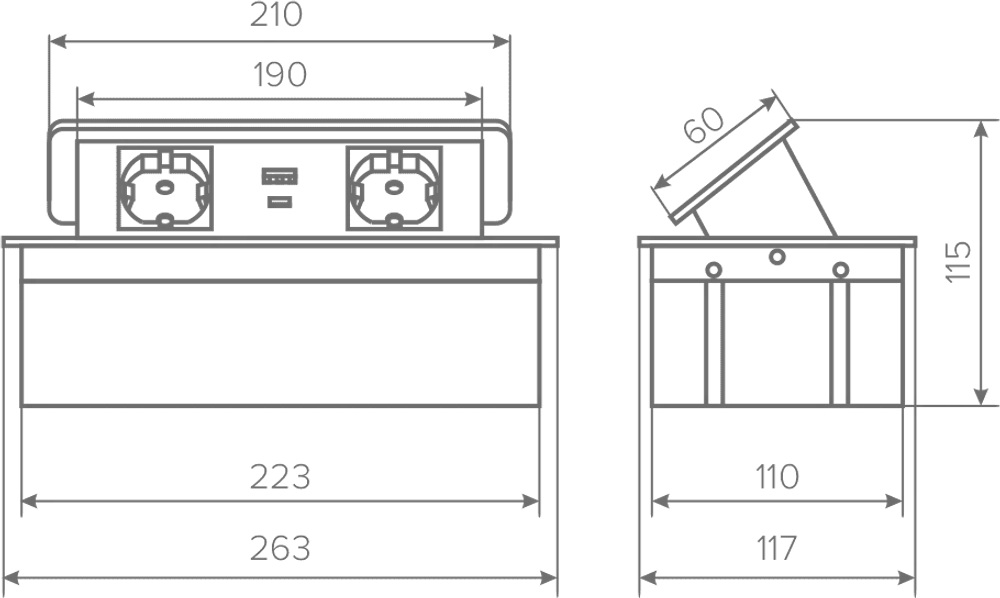 Удлинитель AQ PLUG-X H2 горизонтальный 2xSCHUKO 1xUSB А 1xUSB C белый