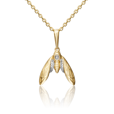 Подвеска «Мотылёк» из лимонного золота с фианитом