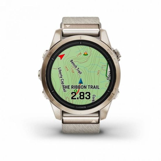 Умные часы Garmin EPIX PRO (Gen 2) Sapphire Edition 42 мм, золотистый корпус с нейлоновым ремешком сливочного цвета