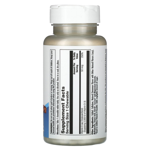 KAL, D3, корица, 50 мкг (2000 МЕ), 100 жевательных таблеток