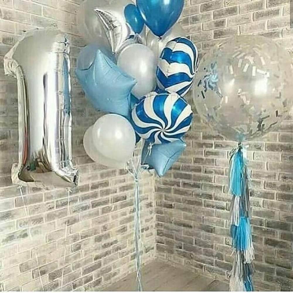 Фольгированный шар (18''/46 см) Круг, Леденец, Синий