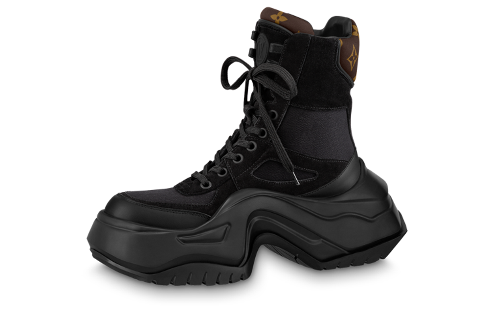 LOUIS VUITTON Archlight 2.0 Platform Ankle Sneakers "Black With Brown Monogram" Women"s