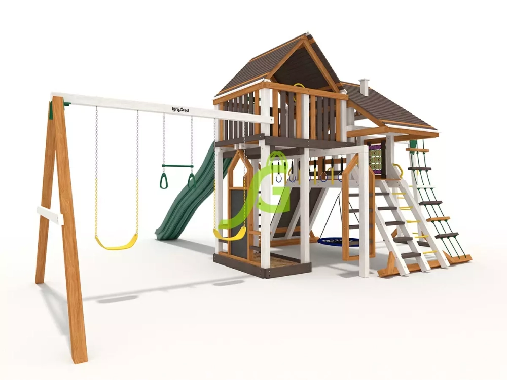 детская площадка домик с горкой