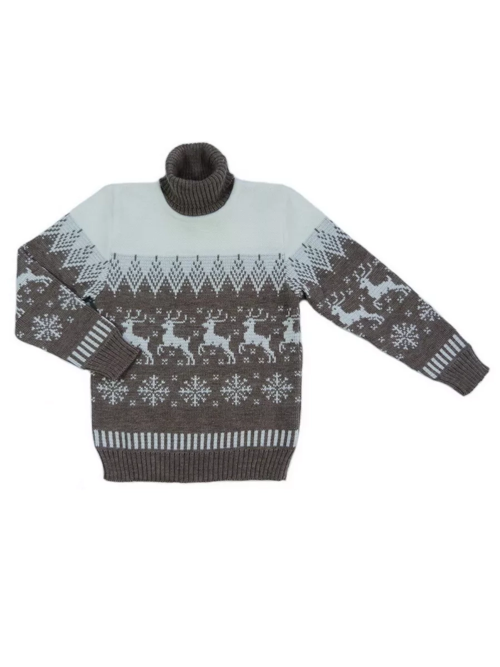 Свитер гольф вязаный с оленями "Арктика"