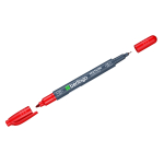 Маркер перманентный двухсторонний "Multiline PE55" красный, пулевидный, 0,5/1мм