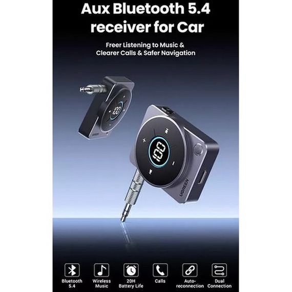 Аудиоадаптер Ugreen CM724 Car&amp;Home Bluetooth 5.4 Receiver Audio Adapter (35003) серый
