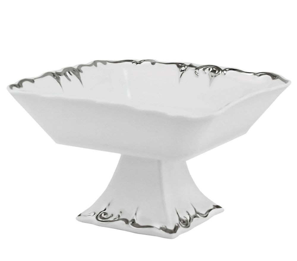 Lenardi 666-397 Квадратная фруктвоница 19см на ножке ARGENTO в под.уп.(х8)Фарфор