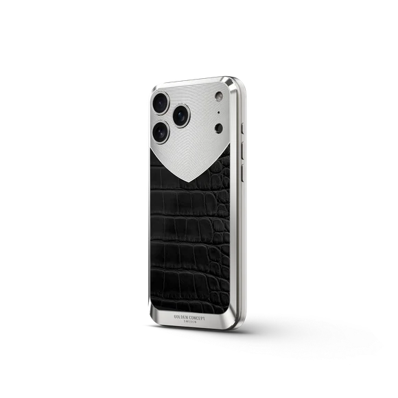 Чехол для iPhone 17 на магните - Натуральная кожа Аллигатора - Чёрный