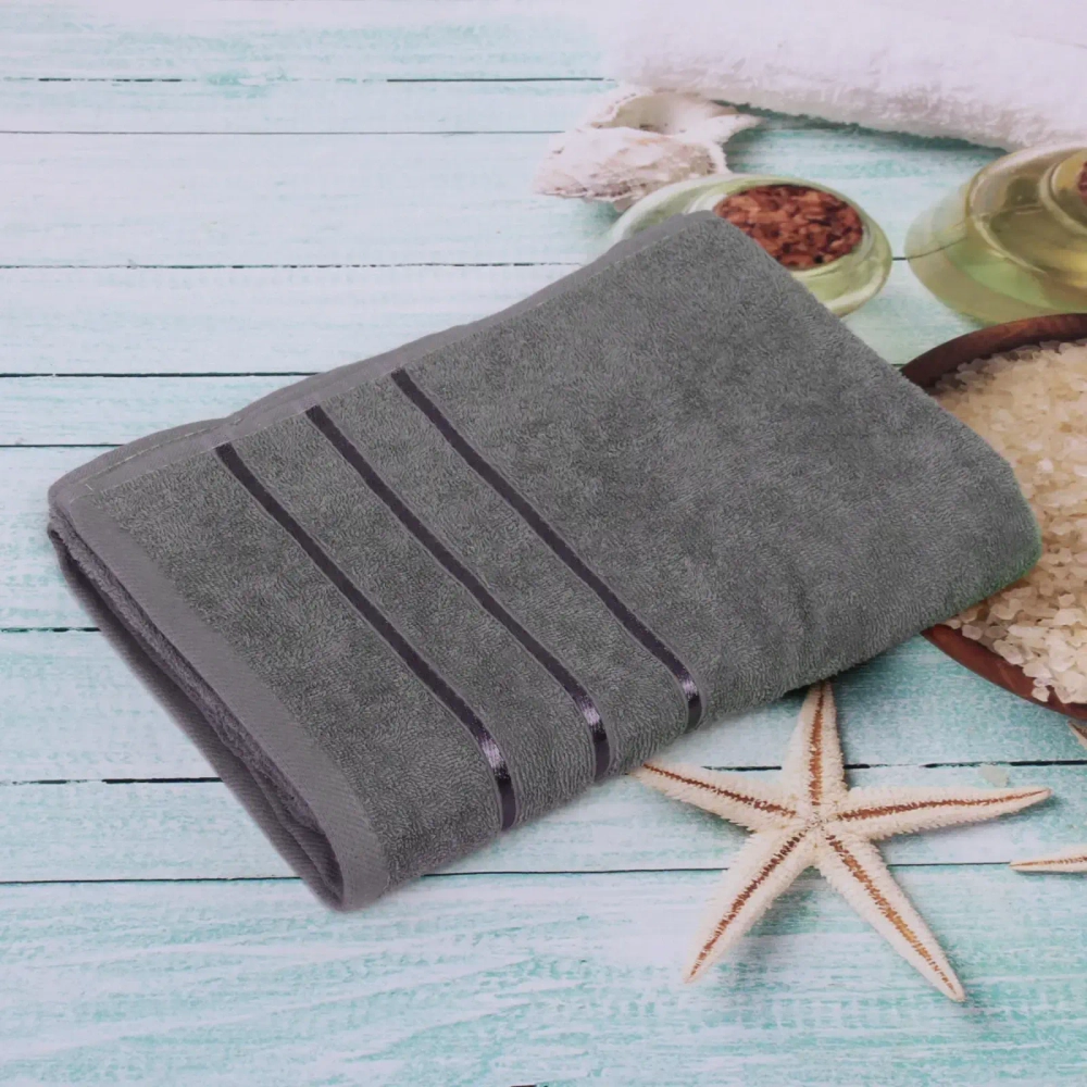 Полотенце махровое 70*140см «LUNA» цвет серый 10330 плотность 360гр/м2 с петелькой-подвесом