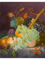 Картина маслом Копия Mignon Abraham.Натюрморт с виноградом и персиками Леснов (без рамы)