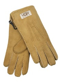 Женские Прямые Перчатки Ugg Песочные Замшевые (8)