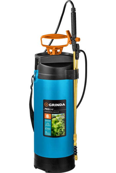 GRINDA PT-8, 8 л, с широкой горловиной, с упорами для ног, переносной опрыскиватель, PROLine (8-425158)