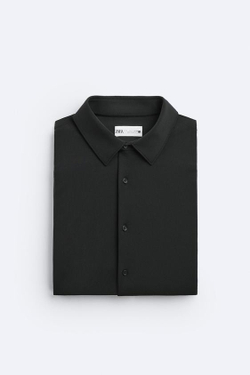 ZARА РУБАШКА ИЗ ЭЛАСТИЧНОЙ РЕЛЬЕФНОЙ ТКАНИ, ЧЕРНЫЙ