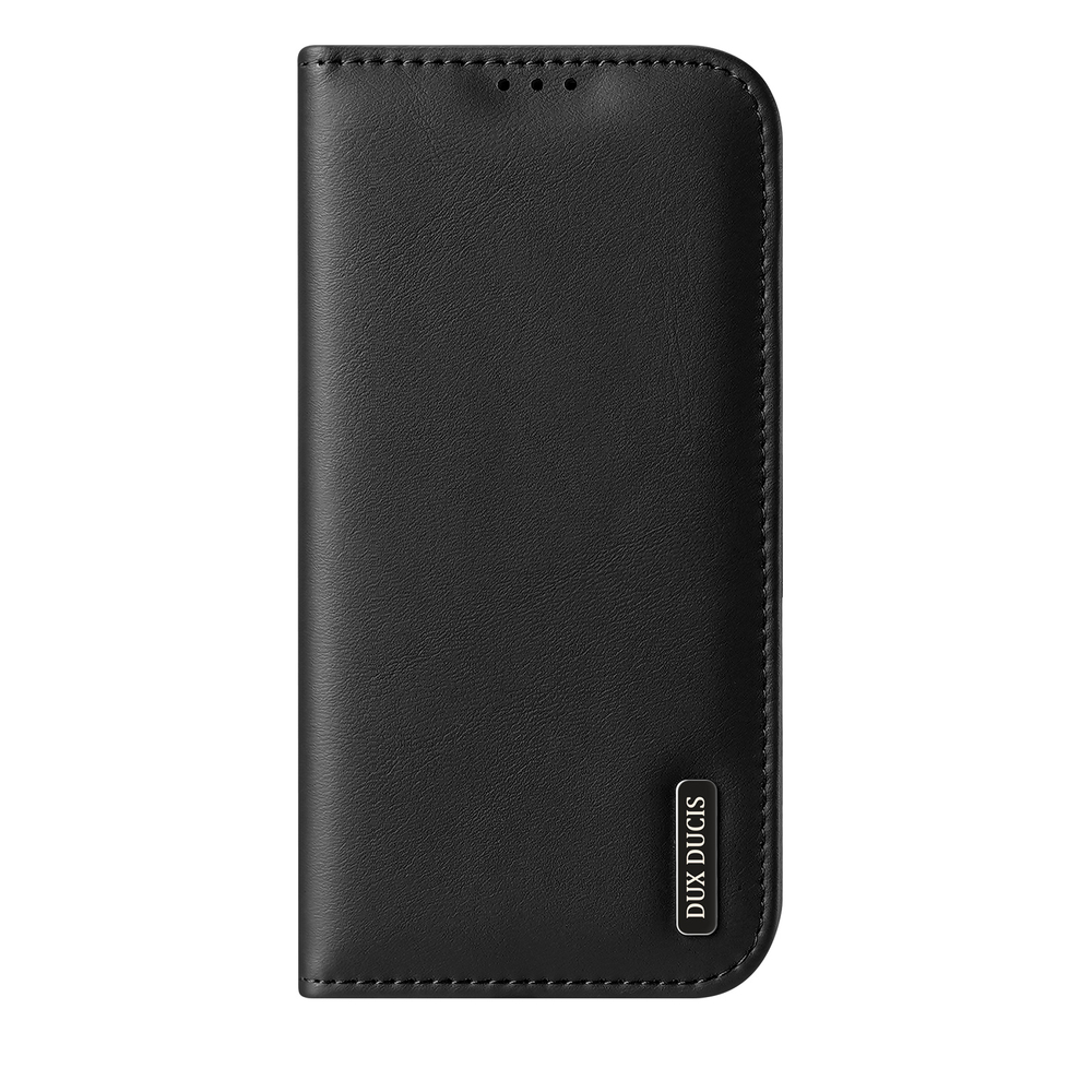 Чехол книжка из натуральной кожи черного цвета для iPhone 17 Pro Max, серия Hivo Series Case (защита RFID) от Dux Ducis
