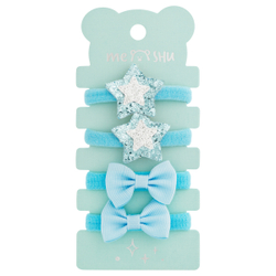 Резинки для волос MESHU, medium, c текстильными топперами, ассорти, 4шт., диаметр 3см, европодвес MS_60576