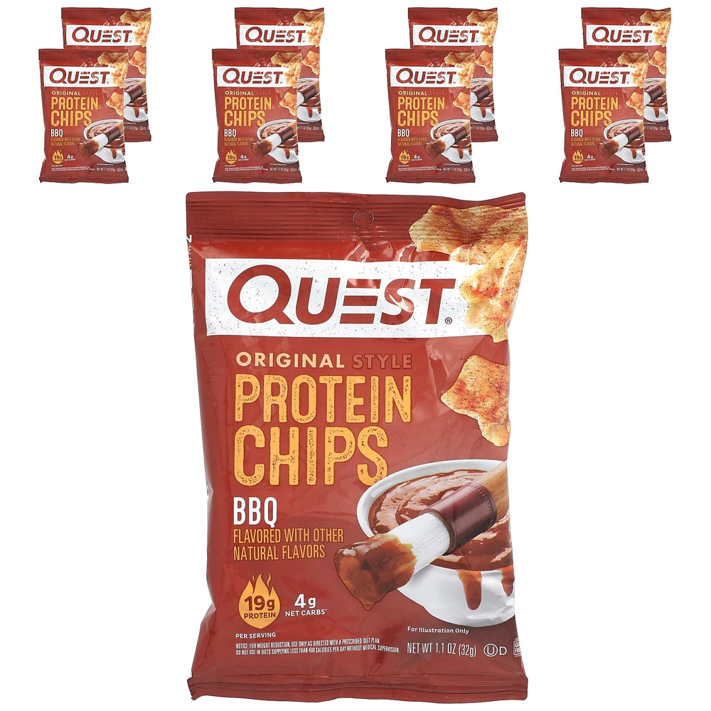 Quest Nutrition, Протеиновые чипсы в оригинальном стиле, для барбекю, 8 пакетиков по 32 г (1,1 унции)