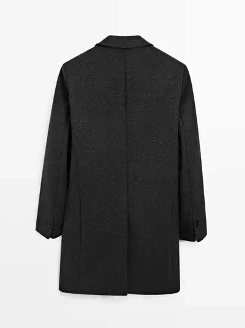 Massimo Dutti Длинное пальто из 100% шерсти с лацканами, маренго