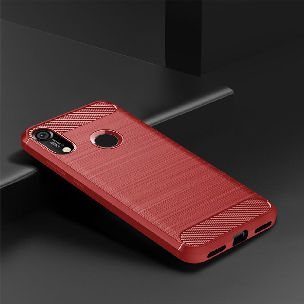 Чехол для Huawei Y6 2019 (Honor 8A Pro) цвет Red (красный), серия Carbon от Caseport