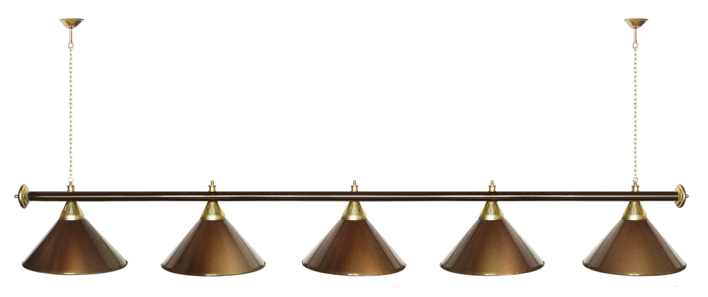 Лампа STARTBILLIARDS 5 пл. (плафоны зеленые,штанга золотая,фурнитура золото)