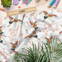 Ткань атлас летящие журавли