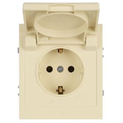 Розетка ЭРА Arktik 16-2103-02 с заземлением 2P+E Schuko со шторками с крышкой 16А-250В слоновая кость | Эра Arktik