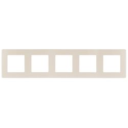 Рамка для розеток и выключателей ЭРА Серия 12 12-5105-02 на 5 постов, Сатин, слоновая кость
