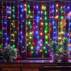 ULD-C3020-264-TTK MULTI IP44 Занавес светодиодный с эффектом мерцания. 3х2м. 264 светодиода. Разноцветный свет. Провод прозрачный. TM Uniel