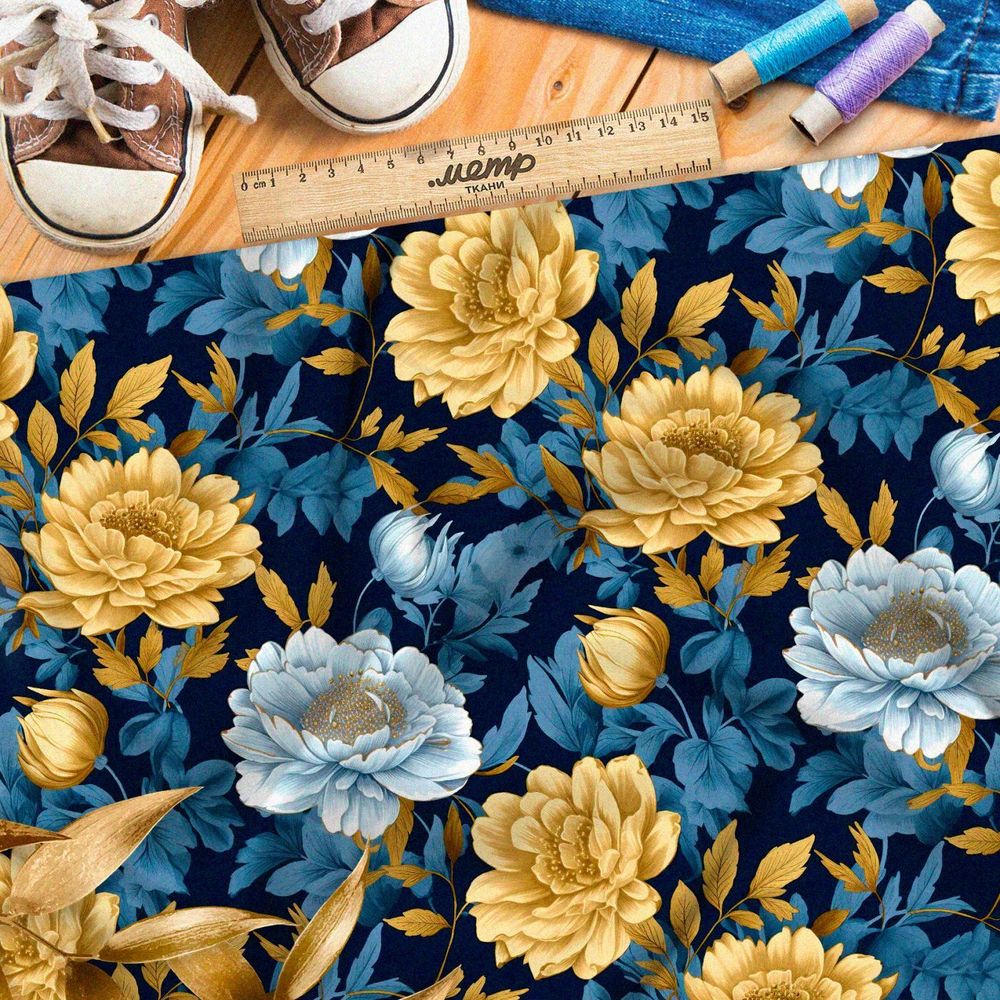 Ткань Барби золотые розы