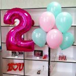 Шар (40"/102 см) Цифра, 2, Фуше, в упаковке