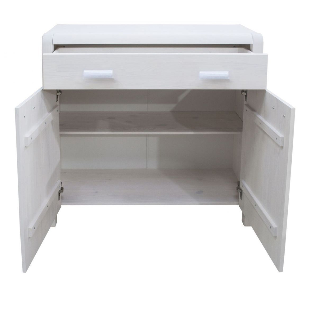 Комод Мадейра из массива сосны с дубовыми ручками, белый