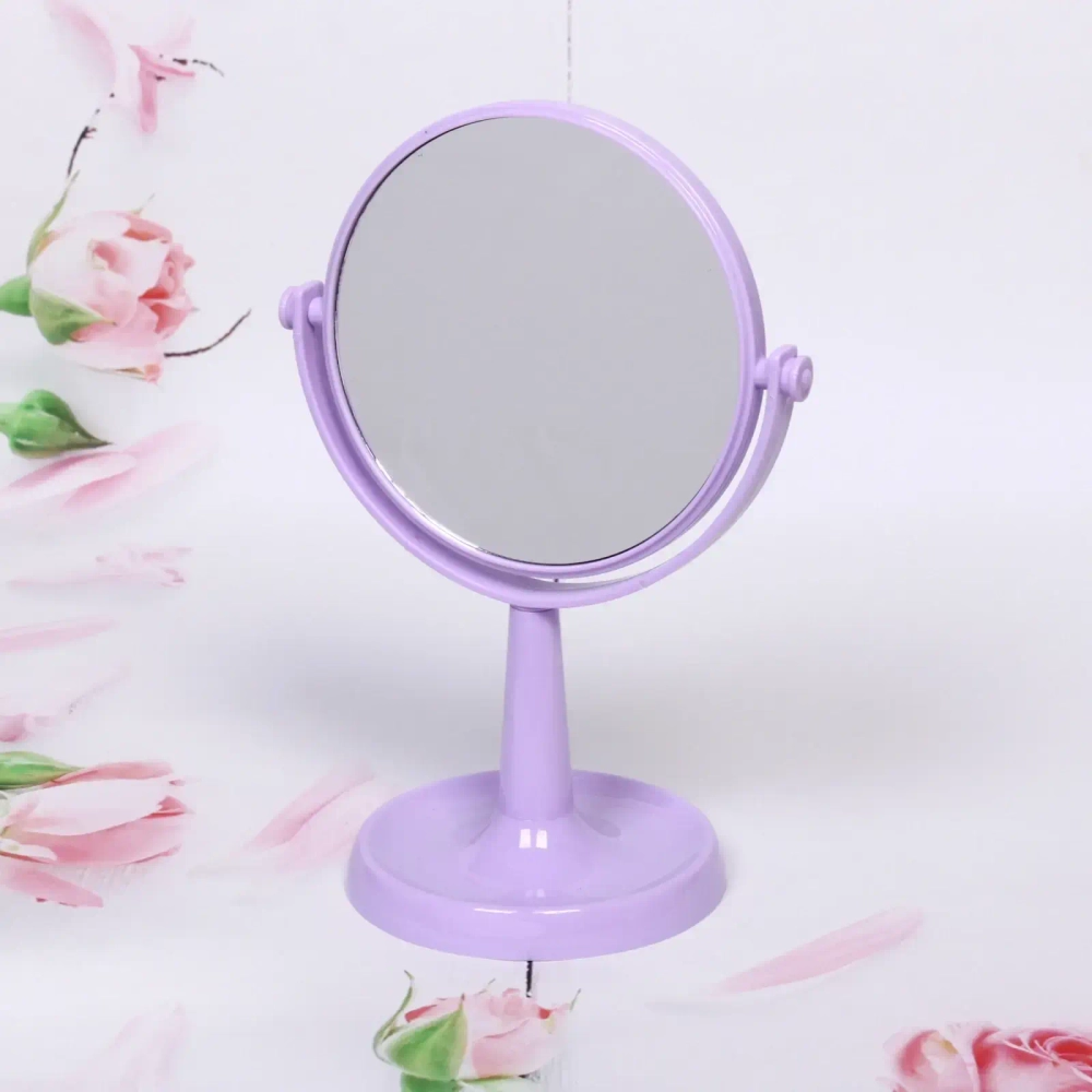 Зеркало настольное на ножке «Beauty», матовое, круг, микс 3 цв, 25,5см, d-15см