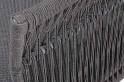 "Лугано" кресло плетеное из роупа, каркас алюминий темно-серый (RAL7024) муар, роуп темно-серый круглый, ткань темно-серая YB25-0027