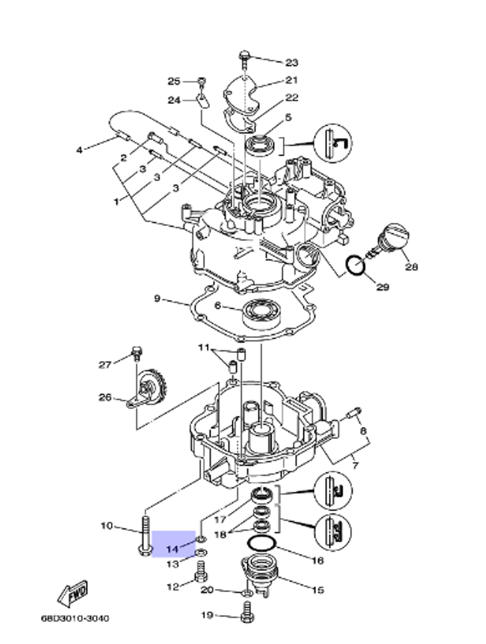 Прокладка сливного отверстия Yamaha F2.5-F6
